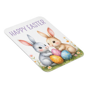 Magnet Flexible Aquarelle mignonne lapins de Pâques heureux Pâques