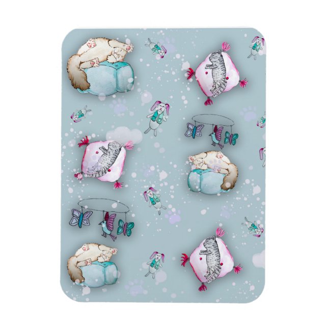 Magnet Flexible Aquarelle motif chatons couchage mignons et leurs (Vertical)