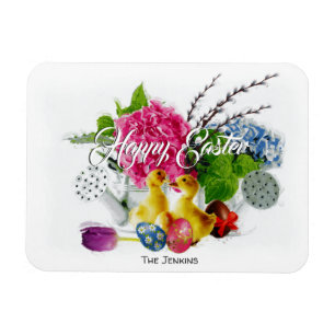 Magnet Flexible Aquarelle OEufs de Pâques, Colliers et fleurs de p