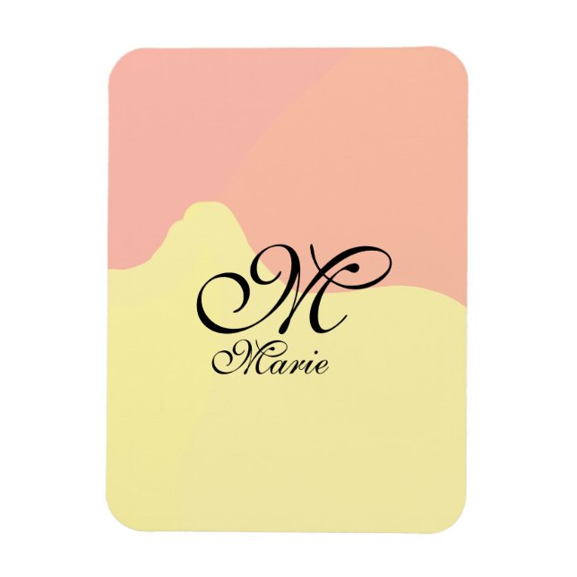 Magnet Flexible Aquarelle orange jaune rétro ajouter votre monogra (Vertical)