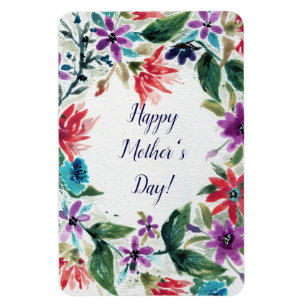 Magnet Flexible Aquarelle Peinte Florale Wreath Fête des Mères