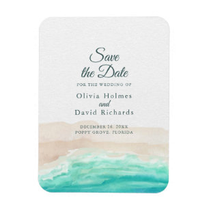 Magnet Flexible Aquarelle Plage Tropicale Enregistrer la Date