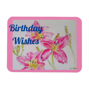 Magnet Flexible Aquarelle Pretty Rose Lily Aquarelle Anniversaire