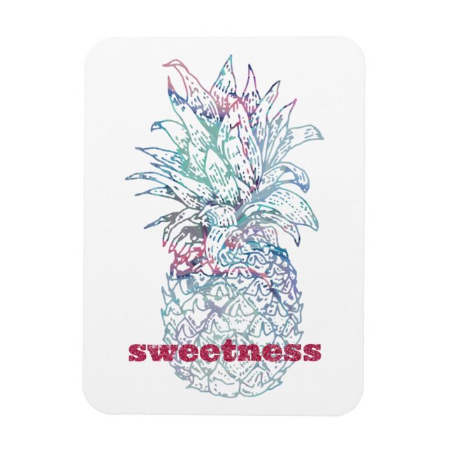 Magnet Flexible Aquarelle rose et bleu doux Ananas (Vertical)