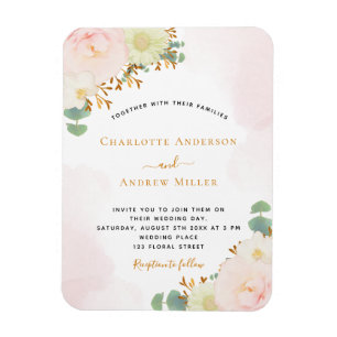 Magnet Flexible Aquarelle rose pâle rose or mariage