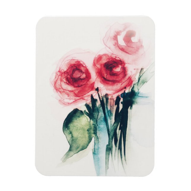 Magnet Flexible Aquarelle Roses Rouges (Vertical)