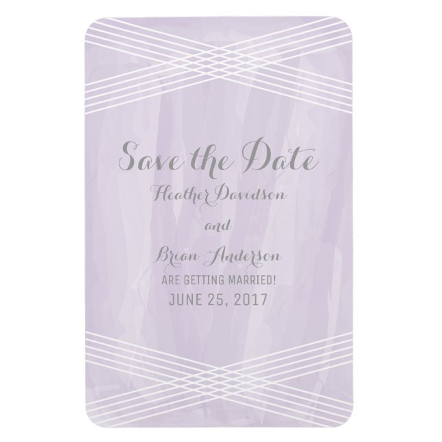 Magnet Flexible Aquarelle violette Déco Enregistrer la date (Vertical)
