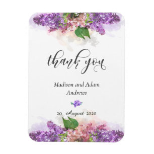 Magnet Flexible Aquarelle violette et rose Merci Lilac Fleurs