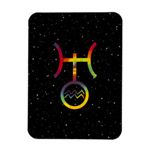 Magnet Flexible Aquarius Uranus Symbole planétaire Tie Dye étoilé