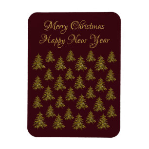 Magnet Flexible Arbre de Noël en or brillant à Noël rouge