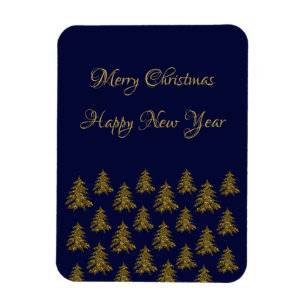 Magnet Flexible Arbre de Noël en or brillant sur Noël bleu