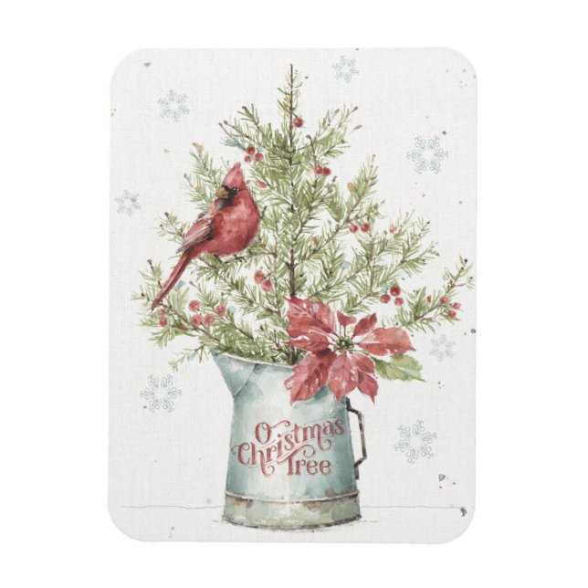 Magnet Flexible Arbre de Noël fermier avec cardinal (Vertical)