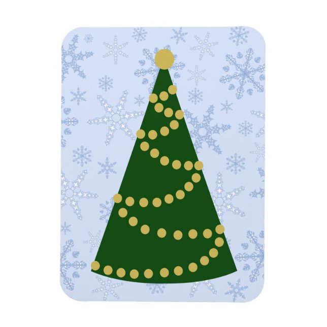 Magnet Flexible Arbre de Noël traditionnel sur le Blizzard de floc (Vertical)