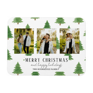 Magnet Flexible Arbres de Noël à l'aquarelle pour les Fêtes de fin