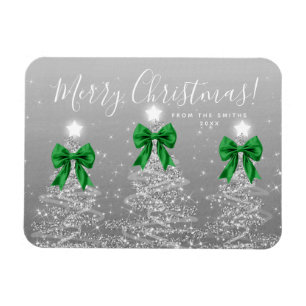 Magnet Flexible Arbres de Noël argentés de vacances élégants Vert