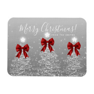 Magnet Flexible Arbres de Noël argentés de vacances Salutation Rou