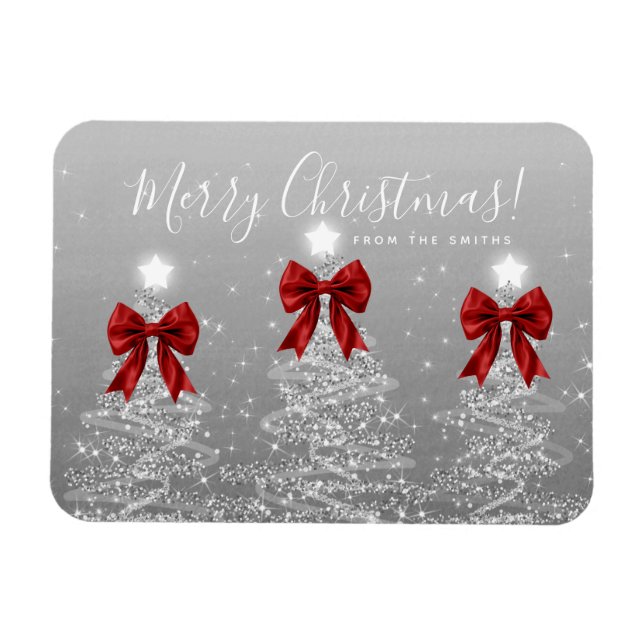 Magnet Flexible Arbres de Noël argentés de vacances Salutation Rou (Horizontal)