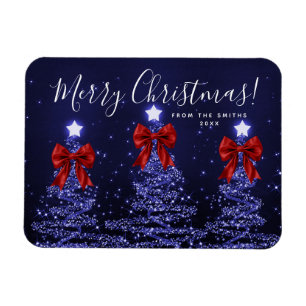 Magnet Flexible Arbres de Noël Bleu Marine Élégantes Rouge
