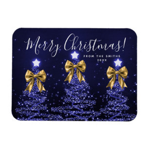 Magnet Flexible Arbres de Noël Bleu Marine Élégants pour les Fêtes