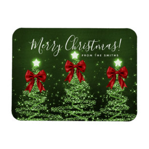 Magnet Flexible Arbres de Noël verts de vacances salutation Rouge