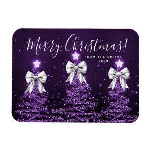Magnet Flexible Arbres de Noël violets élégants de vacances argent