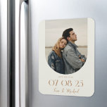 Magnet Flexible Arc Boho moderne photo ivoire Tan Enregistrer la d<br><div class="desc">Un mariage moderne sauvez l'aimant date avec un design chic élégant et un style boho minimaliste avec votre photo dans un cadre en arc.</div>