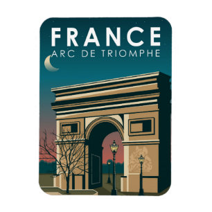 Magnet Flexible Arc de Triomphe France Retro Travel Art Vintage