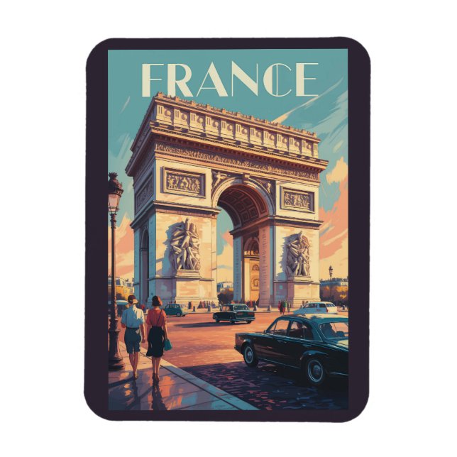 Magnet Flexible Arc de Triomphe France Voyage Art Rétro (Vertical)