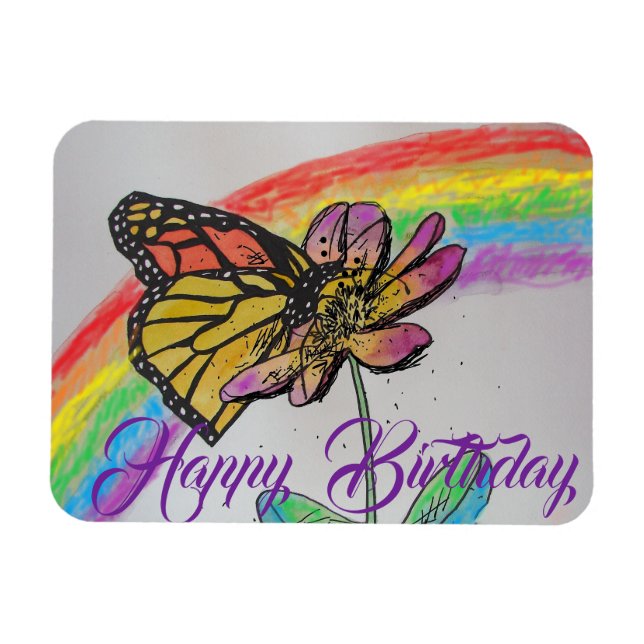 Magnet Flexible Arc-en-ciel Monarque Papillon Peinture Anniversair (Horizontal)