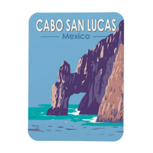 Magnet Flexible Arche de Cabo San Lucas Mexique Voyage Art Vintage