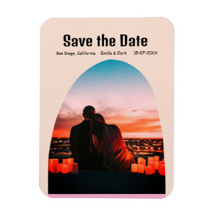 Magnet Flexible arche photo rose rusti boho enregistrer la date QR