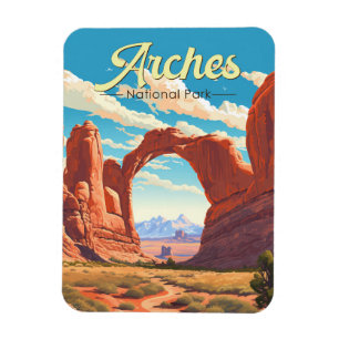 Magnet Flexible Arches National Park Illustration Rétro
