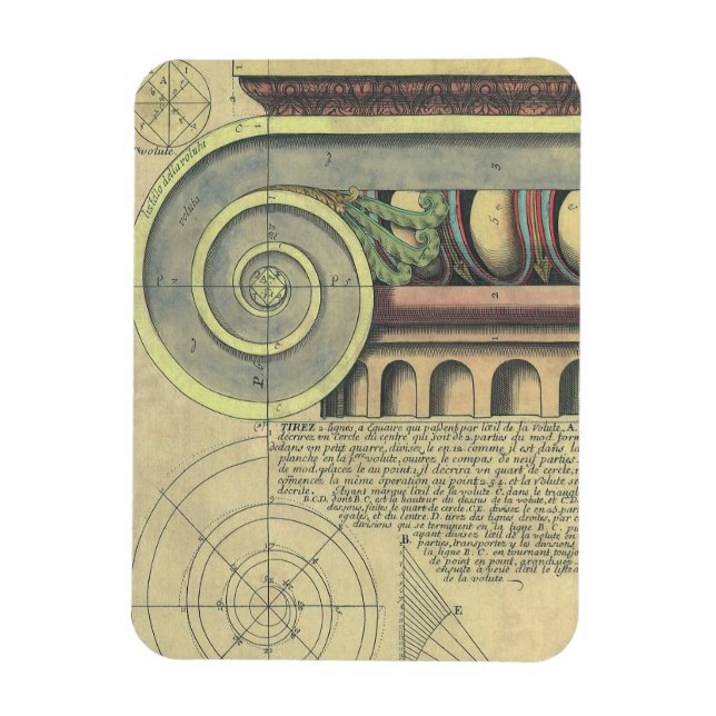 Magnet Flexible Architecture Ancienne ; Volute Ionique par Vignole (Vertical)