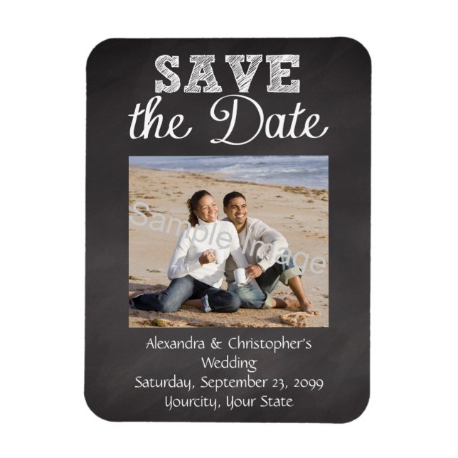 Magnet Flexible Ardoise Chalkboard Mariage Enregistrer la date (Vertical)