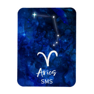 Magnet Flexible Aries Zodiac Constellation Blue Galaxy Monogramme