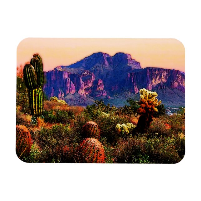 Magnet Flexible Arizona Désert Paysage Superstition Montagne (Horizontal)
