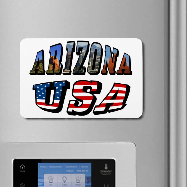 Magnet Flexible Arizona Image et texte du drapeau des États-Unis (Arizona Picture and USA Flag Text Flexible Magnet)