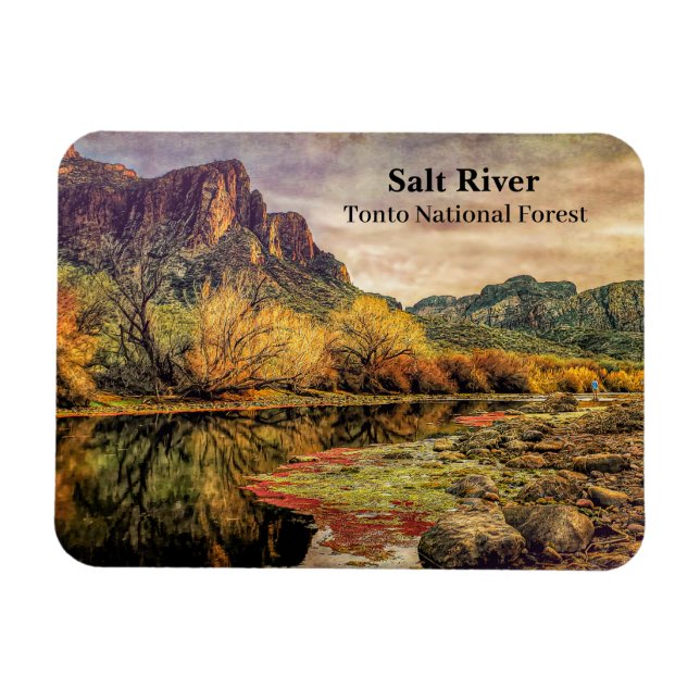 Magnet Flexible Arizona River Sonoran Desert Mountains Art numériq (Horizontal)