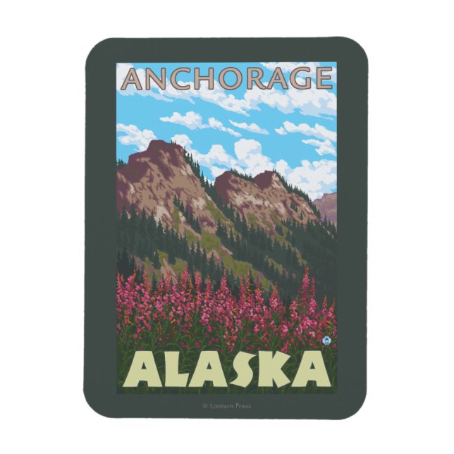 Magnet Flexible Armes à feu et montagnes - Anchorage, Alaska (Vertical)