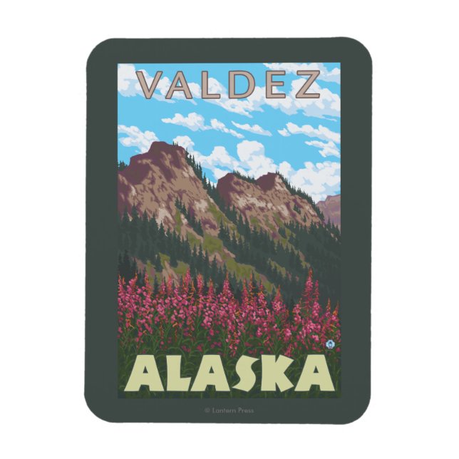 Magnet Flexible Armes à feu et montagnes - Valdez, Alaska (Vertical)