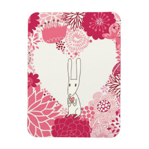 Magnet Flexible Arrière - plan floral romantique avec le lapin