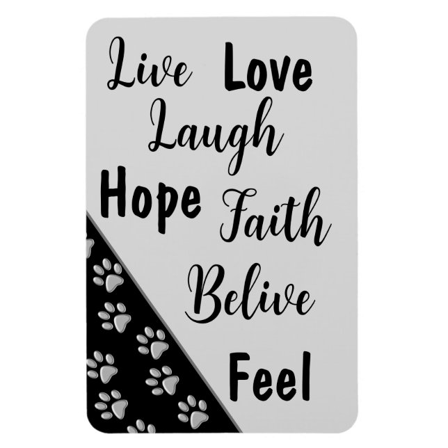 Magnet Flexible Arrière - plan noir Silver Dog Paws Motif d'impres (Vertical)