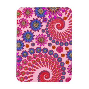 Magnet Flexible Art abstrait floral rose et orange