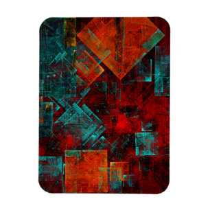Magnet Flexible Art Abstrait Rouge Orange Bleu