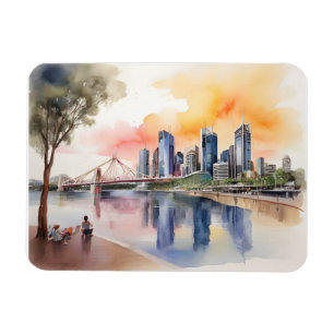 Magnet Flexible art aquarelle de Brisbane