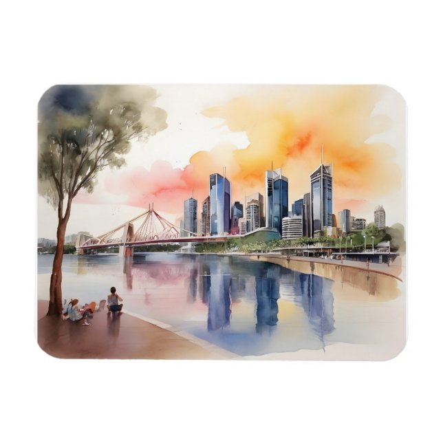 Magnet Flexible art aquarelle de Brisbane (Horizontal)