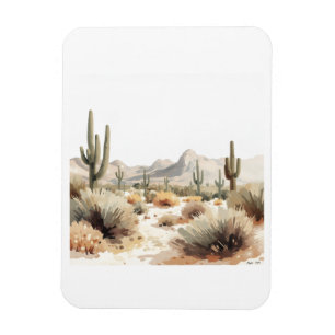 Magnet Flexible Art aquarelle minimaliste du désert avec cactus Sa