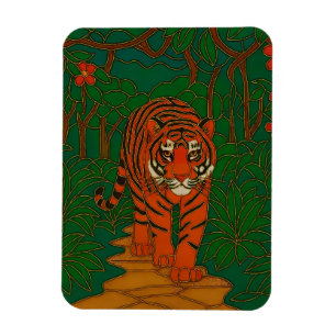 Magnet Flexible Art de cloisonné Tigre sur le chemin de la jungle
