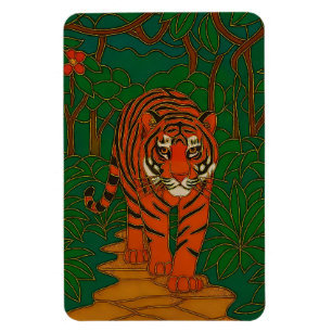 Magnet Flexible Art de cloisonné Tigre sur le chemin de la jungle