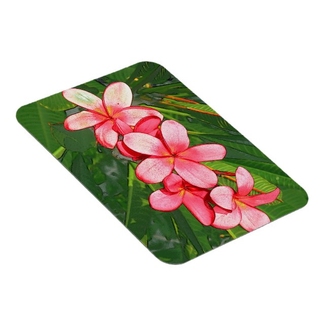 Magnet Flexible Art de Frangipanier Tropical Rose (Côté Droit)